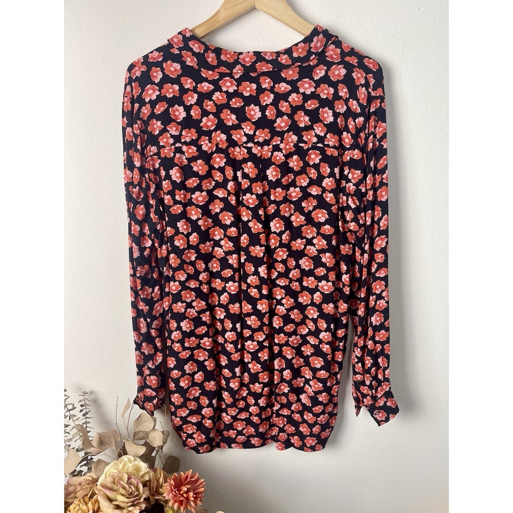 GANNI Floral-Print Button Down Shirt Red‎ Pink Black Size 10 - Picture 16 of 16